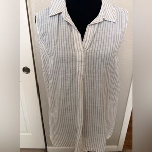 Line cotton blend Style & Co. Cream and Beige Striped Sleeveless Tunic